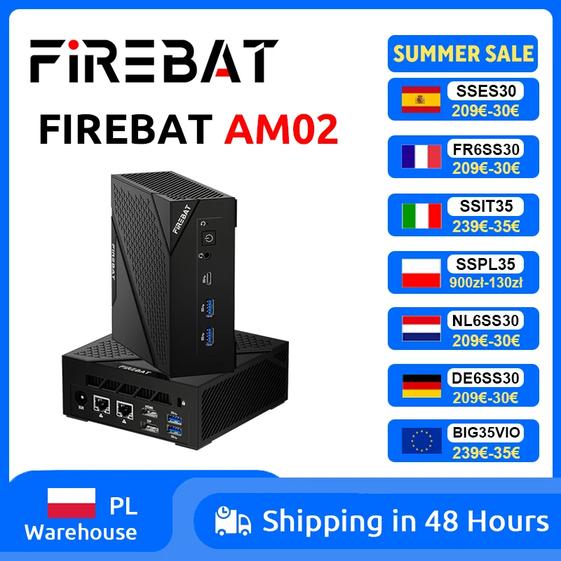 FIREBAT AM02 AMD Ryzen 5 6600H MINI PC DDR5 16GB RAM 512GB SSD WIFI6 BT5.2 Tragbarer Desktop MINI PC Computer Netzwerk HDMI-Anschluss Image