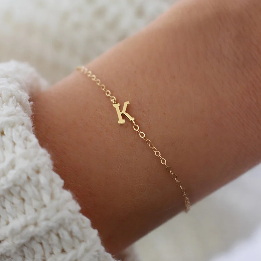 1 Stück Buchstabenform Perlen dünnes Kettenarmband, einfache minimalistische Handkette Unisex Schmuck Dekoration Image