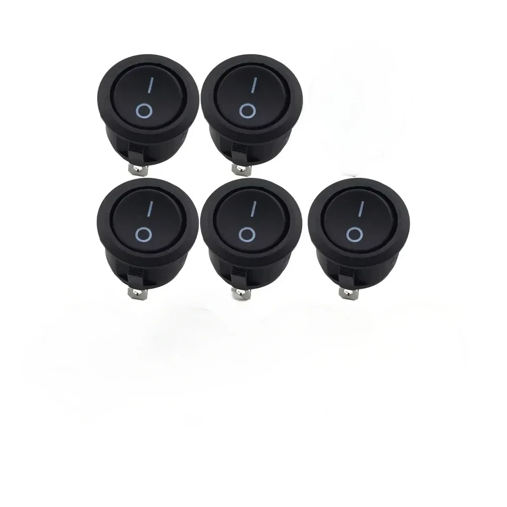 DaierTek 5PCS ON Off Runde Wippschalter SPST 20mm Mini 12 Volt DC Mini Kreis Kippschalter 12V für Auto Automotive RV 2 Pin Image