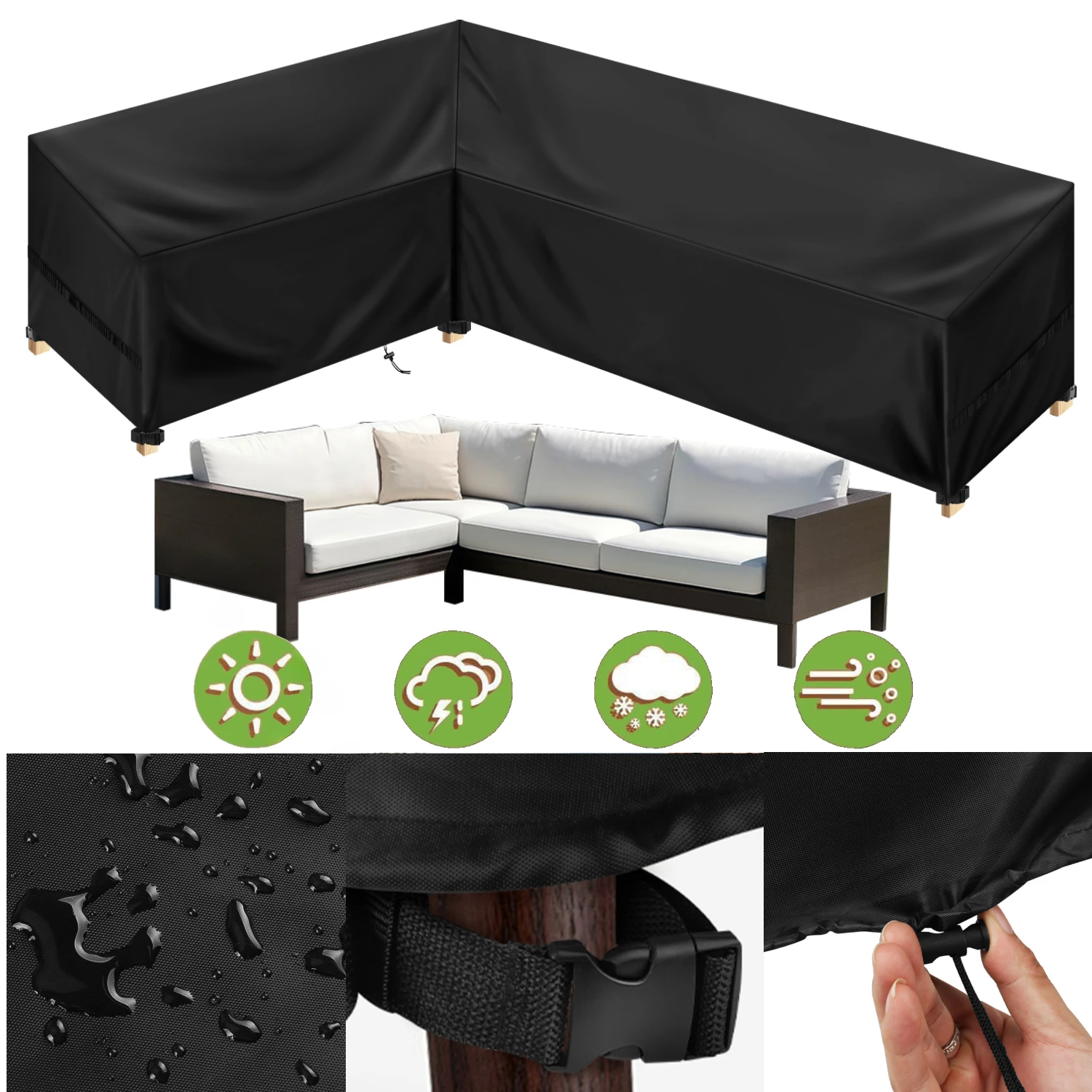 Wasserdichter Sofabezug für den Außenbereich, robust, L-förmig, für Couch, Rasen, Sofabezug, Gartenmöbel, Wetterschutz