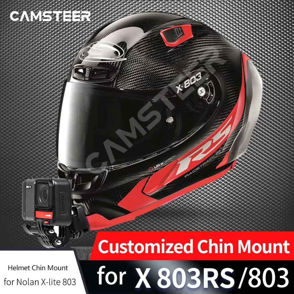 Für Nolan X-lite X803rs Helm Custom Aluminium Kinnhalterung für GoPro Hero 12 11 10 DJI Action 5pro 4 3 Insta360 X4 Ace pro Kamera Image