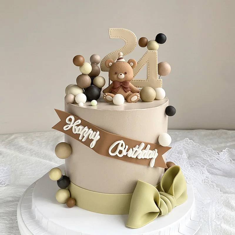 Baby Bär Geburtstags torte Topper Dekorationen Kinder Erwachsene Geburtstags torte Topper Hochzeitstag Valentinstag Kuchen Dekoration Image