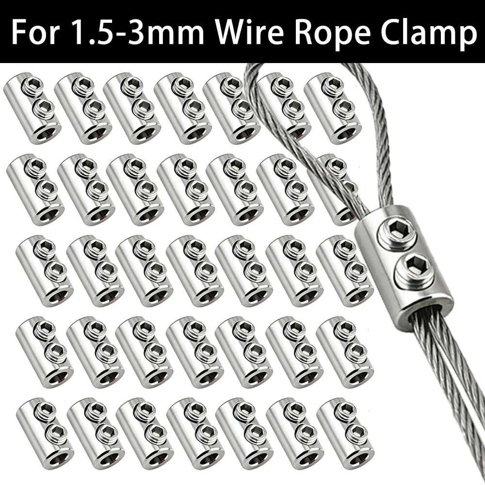 1,5/2/3mm Stahl Draht Seil Klemme Edelstahl Kabel Metall Kupfer Clip Sling Werkzeuge Einstellbare Schraube Befestigungs zubehör Image