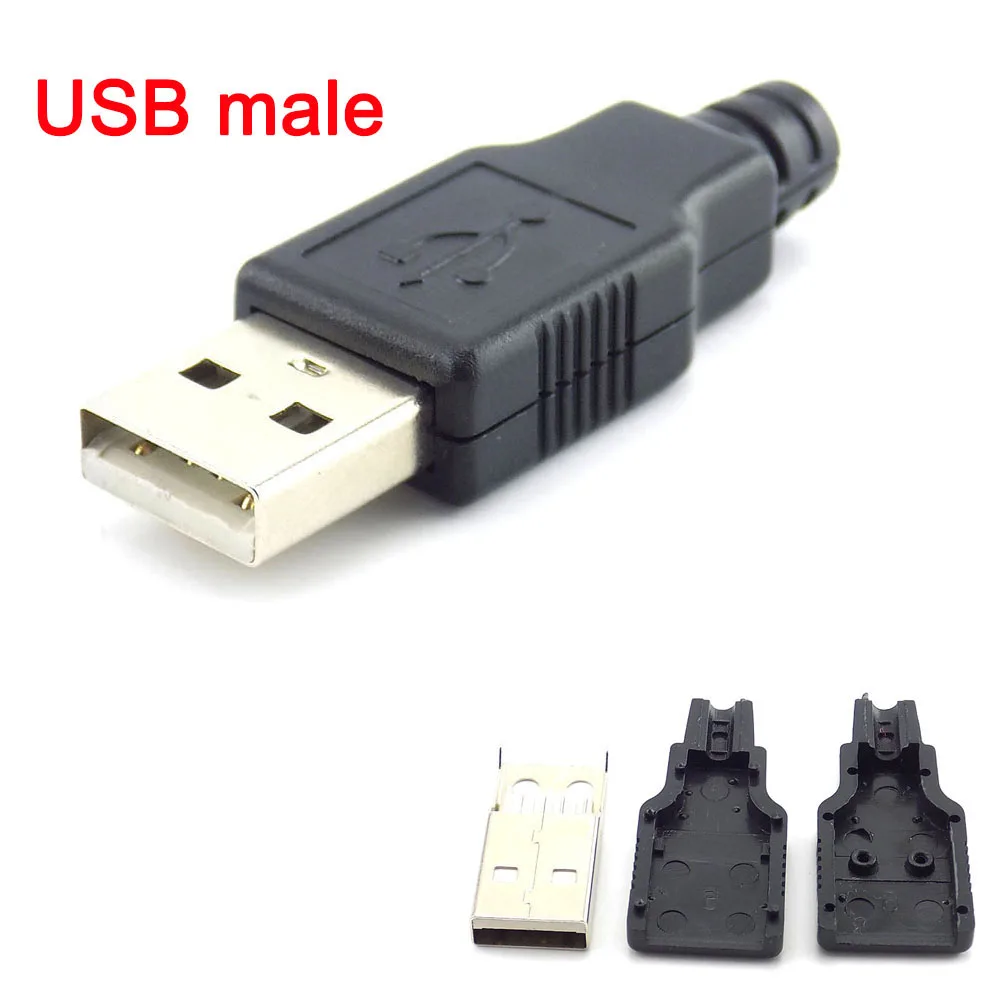 5/10 stücke 4 Pin USB 2,0 Typ A Stecker Buchse stecker adapter Mit Schwarz Kunststoff Abdeckung Solder Typ DIY stecker H10 Image