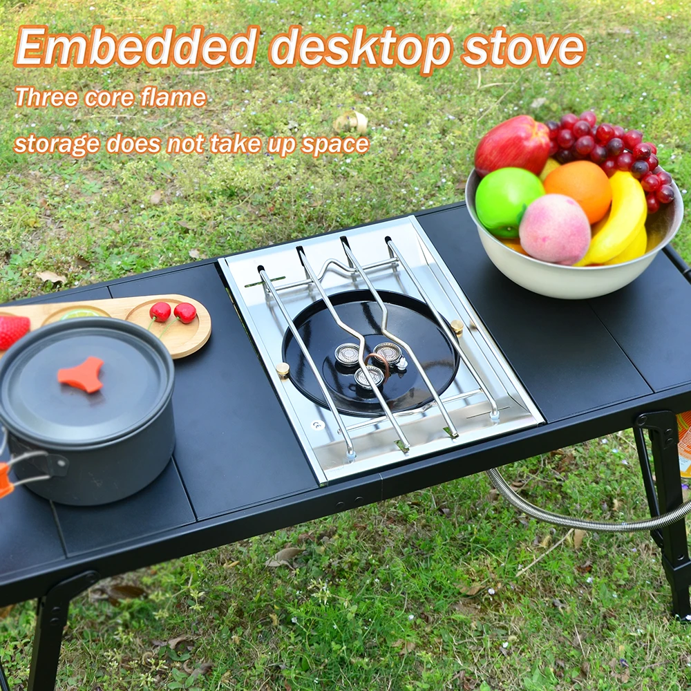 2026 Neuer Camping-Klapptisch mit abnehmbarem IGT-Gasherd, tragbarer, leichter Camping-BBQ-Grilltisch für Outdoor-Picknick und Angeln Image