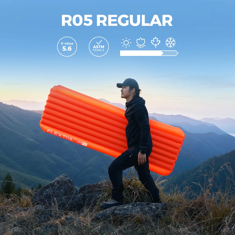 FLEXTAIL ZERO MATTRESS PLUS – 196 cm isolierte Isomatte mit 5,6/6,0 R-Value, ultraleichte aufblasbare Campingmatte Image