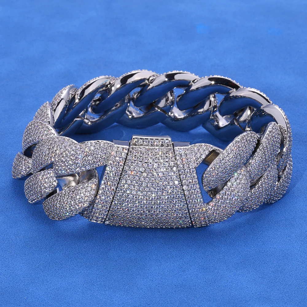 ESKEEM Hip Hop Schmuck 24 mm 6 Reihen klobiges kubanisches Armband Herren Iced Out volles kubanisches Gliederkettenarmband für Herren