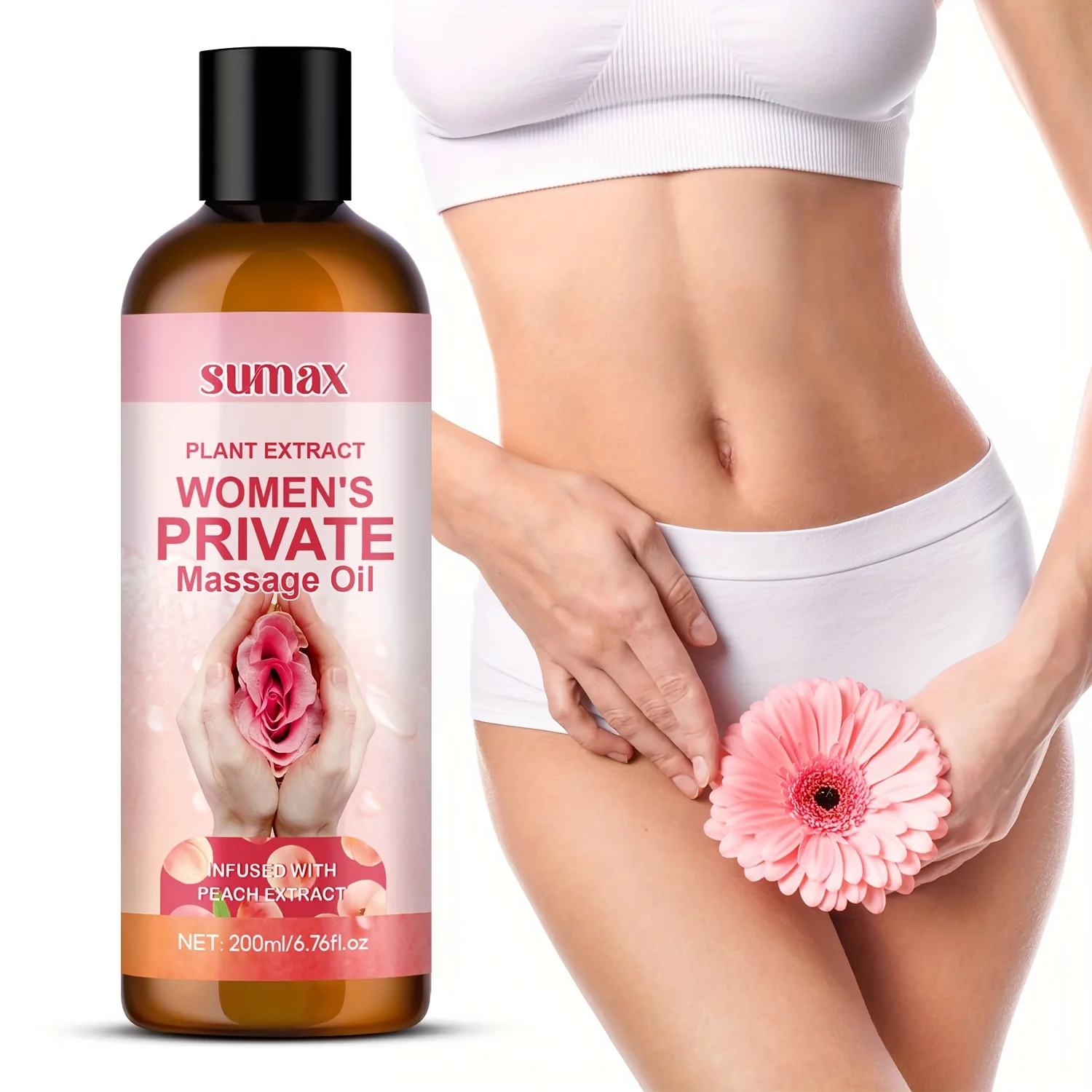 Privates Massageöl für Frauen, Pfirsichduft, langanhaltender Duft, tiefe Feuchtigkeit, sanfte Formel, geeignet für alle Hauttypen Image