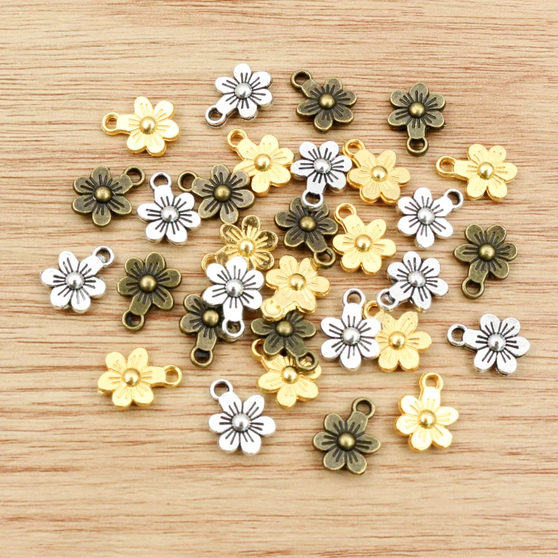 20pcs 12x9mm Blume Charms Double Sided Antike, Der Anhänger fit, bronze Gold Vintage Antike Silber farbe, DIY Handgemachten Schmuck