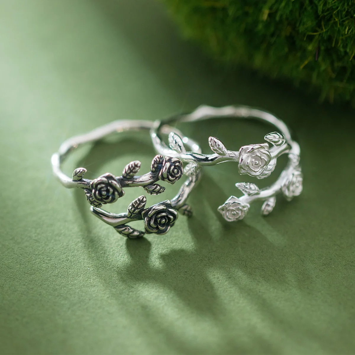 Rosenzweig aus 925er Sterlingsilber ​ Verstellbare Ringe für Frauen, Verlobung, Hochzeit, weiblich, Luxusschmuck, Accessoires, Schmuck Image