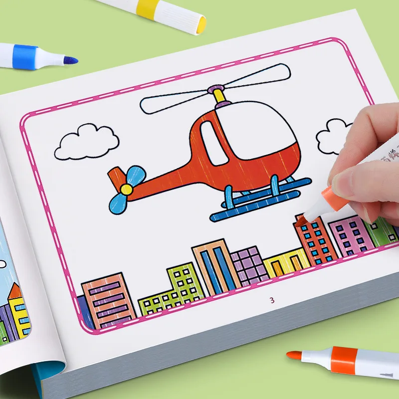 Cartoon-Tier-Zeichenbuch, farbige Stiftzeichnung für Kinder, Malbuch zum Malen von Graffiti, lustiges Malspielzeugbuch Image