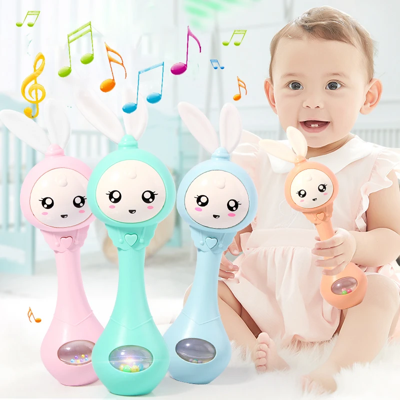 Musik und Glanz Rassel Spielzeug Kaninchen Intelligente Baby Rasseln Smart Bunny Smarty Media Smart Shake Neugeborenen Frühe Pädagogische Spielzeug Image