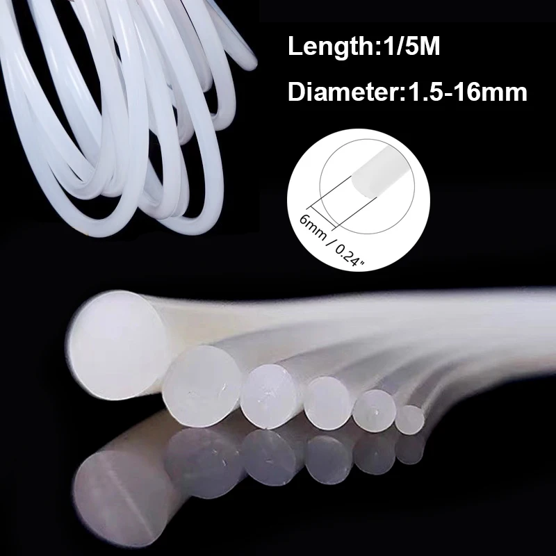 1–5 m Zylinder-Gummi-Draht, Silikon-Vollstreifen, weiß, massiv, rund, O-Stab-Dichtung, ölbeständig, Durchmesser 1,5/2/6/8/10/12/16 mm Image