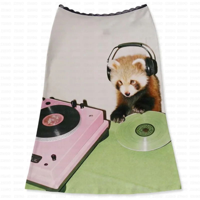 Ästhetik Spitze Nähte Sexy Straße Emo Mädchen Persönlichkeit Hüfte Rock 2000er Jahre Sommer Panda Lustige Druck Kawaii Casual Kurzen Rock