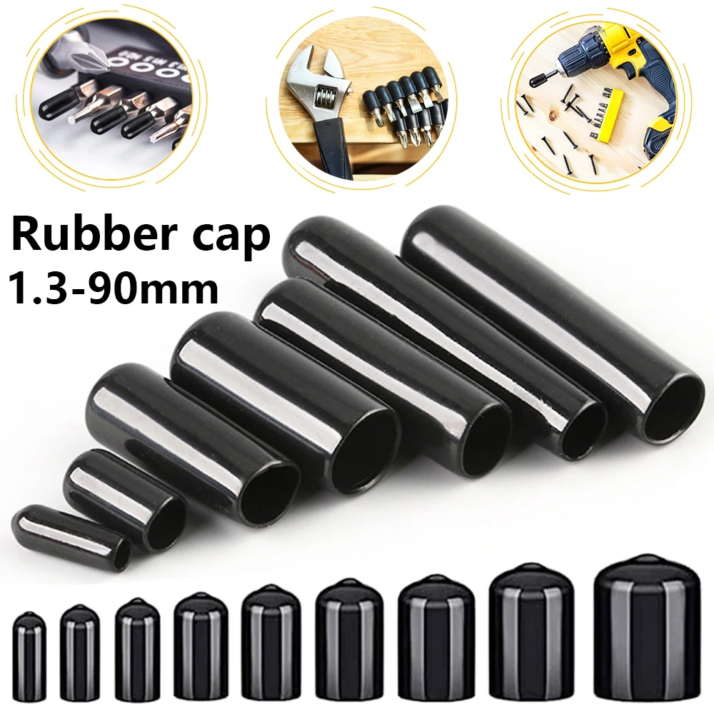 Endkappe aus schwarzem, rotem PVC-Gummi, Schraube, Endkappe, Kunststoffrohr, Naben-Gewindeschutz, Push-in-Kappe, Gummihülse, Abdeckung mit Silikon-Gewinde Image