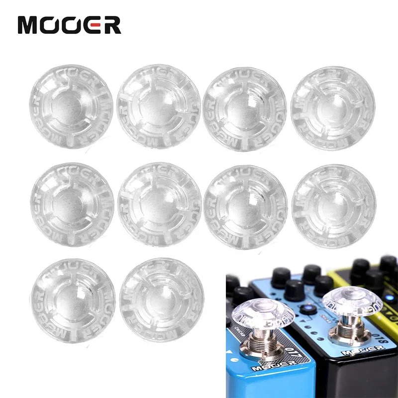 MOOER SHROOMS 10 Stück transparente Fußschalter-Topper – transparente Pilz-Pedalkappe für Gitarreneffektpedale mit LED-Leuchten Image