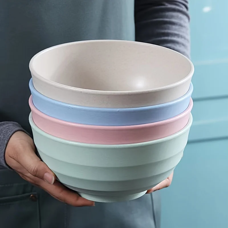 4-teiliges, nicht zerbrechliches Getreide-Schüssel-Set – 24-Unzen-PP-Kunststoffschüssel für Suppe/Reis/Körner – mikrowellen- und spülmaschinenfest Image