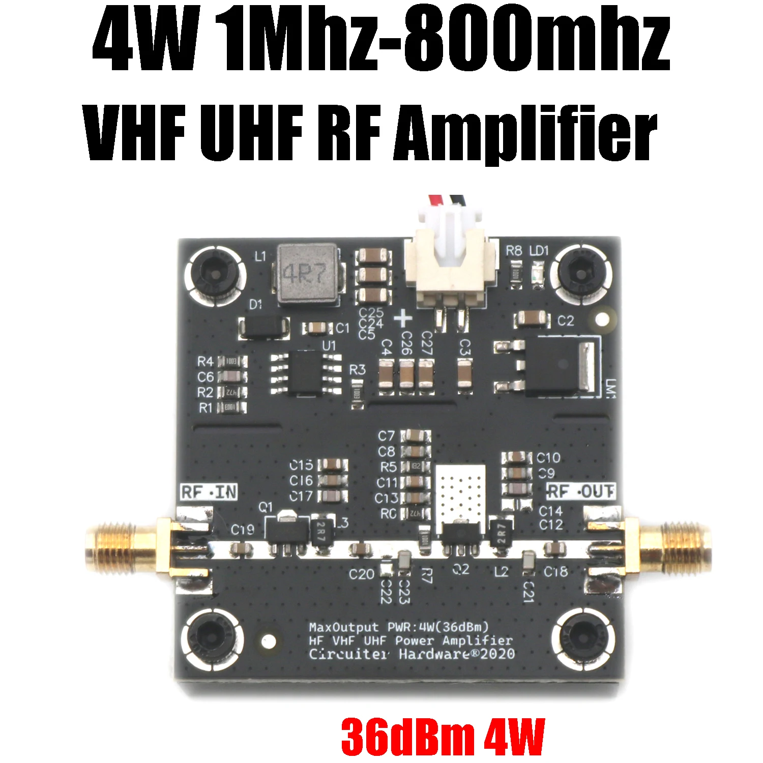 4W 36DB 1-800Mhz VHF UHF RF Leistungsverstärker F/Amateurfunk HF FM Sender Walkie Talkie Kurzwelle 868M 915M LORA Helium Miner Image