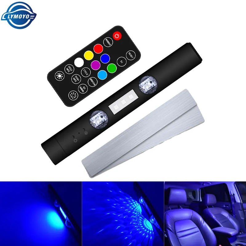 LED Auto Dach Sterne Licht USB Lade 5V RGB Rhythmus Atmosphäre Licht Auto Innen Drahtlose Fernbedienung Blinkende Party lichter Image