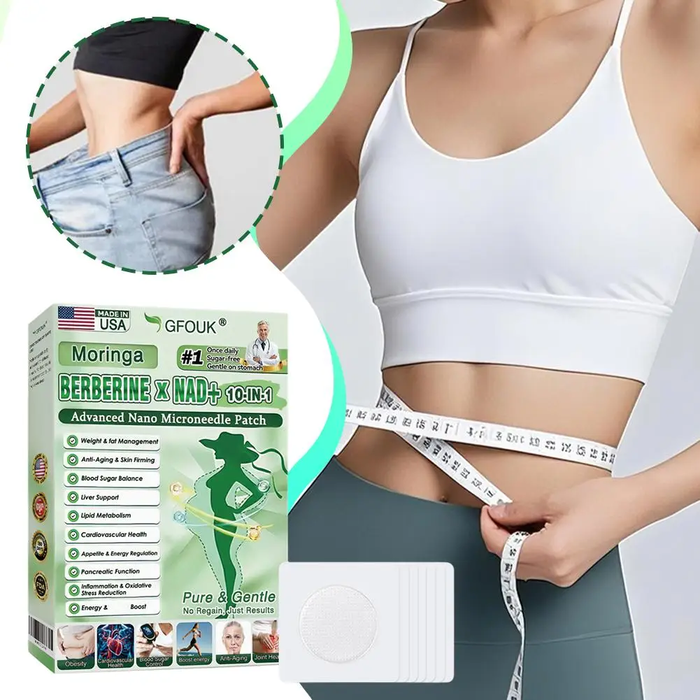 GFOUK Moringa Berberine NAD Patch 10in1 Nano-Mikronadel Gewichtsmanagement Blutzuckerkontrolle Anti-Aging Transdermales Serum-Pflaster Image