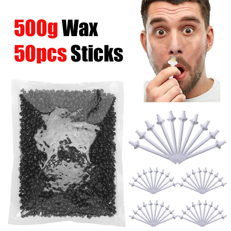 Schmerzloses Wachsset zur Nasen- und Ohrenhaarentfernung – 50–500 g Wachs mit 10–50 Applikatoren. Schnelle 3-Minuten-Entfernung. Sicher für Nasen- und Ohrenhaare Image