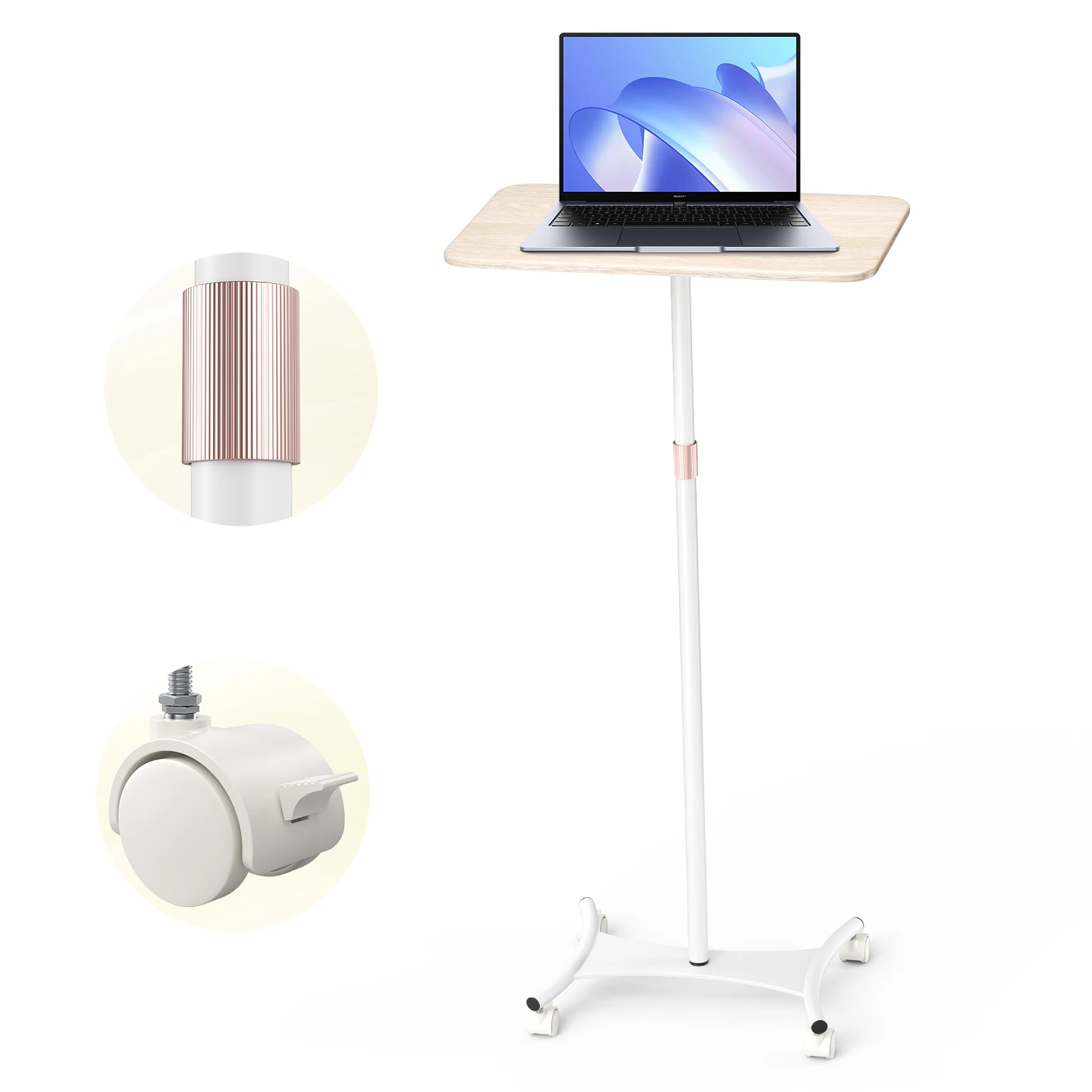 Stehpult, höhenverstellbar, mobiler Computertisch mit Universalrad, stabiler, robuster, langlebiger, geräumiger Arbeitstisch für Zuhause Image