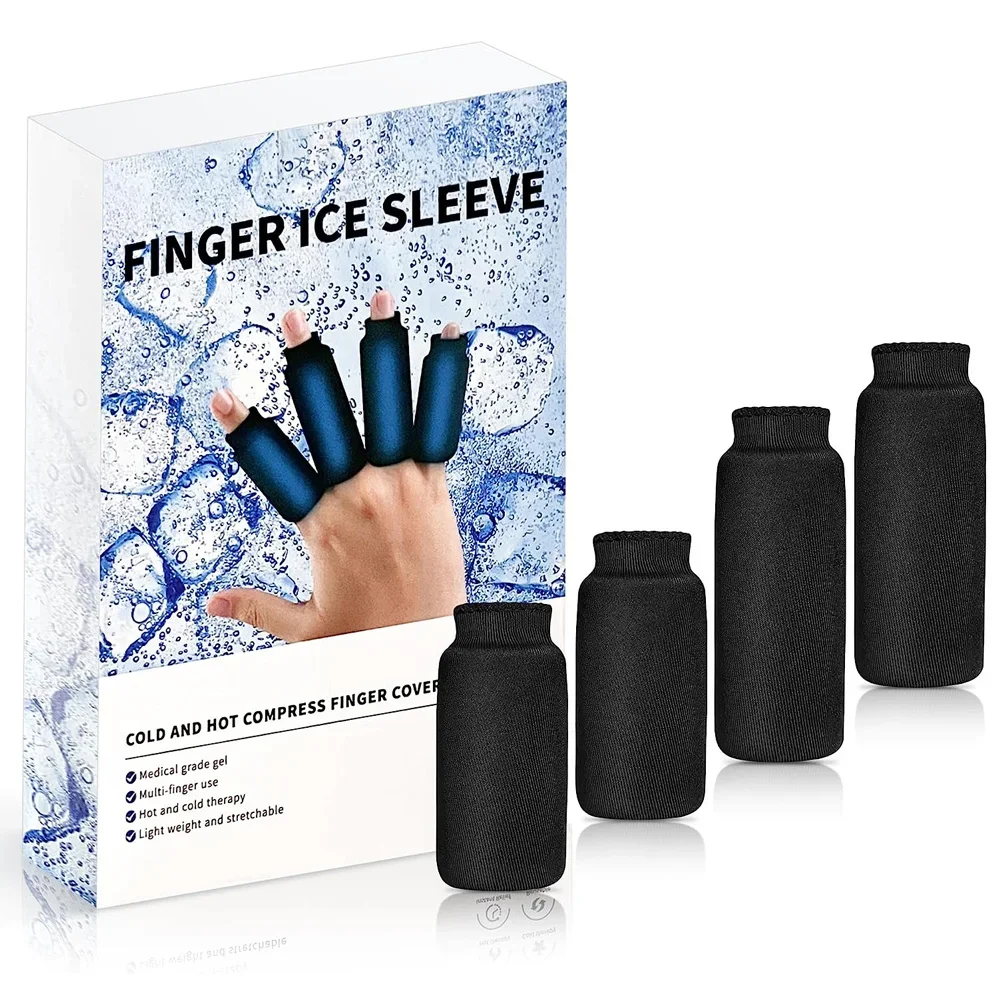 Finger-Eishüllen, 4 Stück Finger- und Zehen-Kaltgel-Eisbeutel, Daumen-Eisbeutel, heiße kalte Kompressionshüllen für die Handpflege bei Arthritis Image