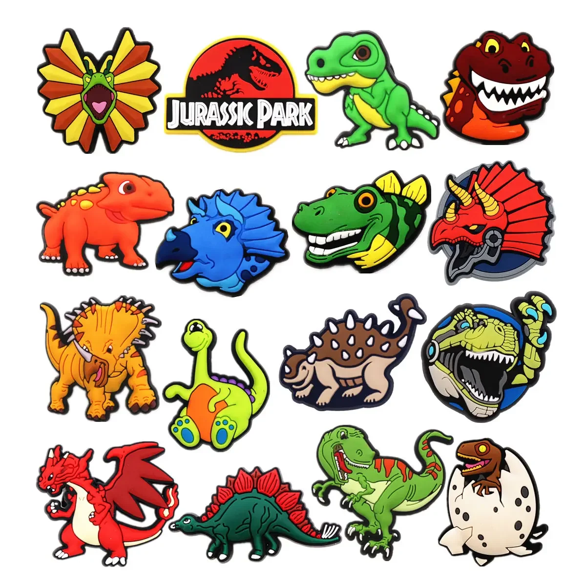 1 Stück Original Jurassic Park PVC Schuh Charm Dekorationen Designer Schuh Obere Schnalle Zubehör Dinosaurier Formen Clogs Pins Clips Image