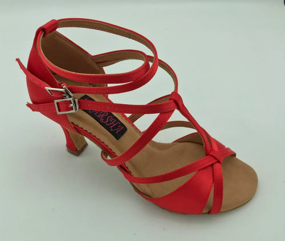 Fashional berufs womens latin dance schuhe ballsaal salsa tango schuhe hochzeit & party schuhe rot satin 6232R