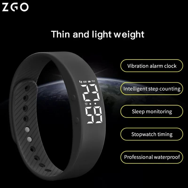 ZGO Multifunktionsuhr für Herren, Jungen, Mädchen, Sport, IP65, wasserdicht, Schrittzähler, Chronograph, Wecker 663X Image