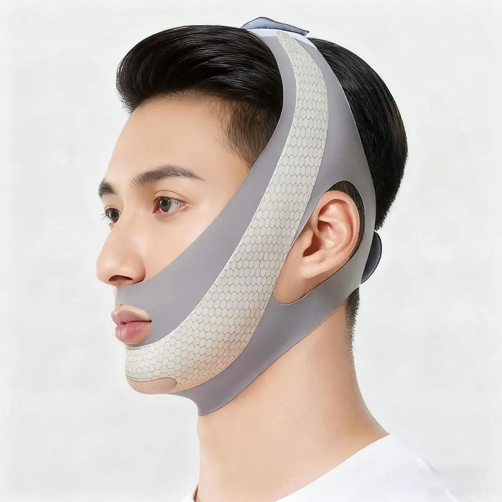 Gesichtsformende Schlafmaske Atmungsaktive Elastische Lifting- und Straffungsmaske Hautpflege Schlankheitsband Kinnstraffungsmaske für Männer Image