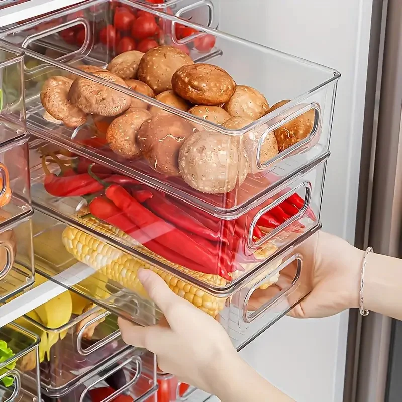 Transparente Kühlschrank-Organizer, langlebig, leicht zu reinigen, multifunktionale Lebensmittel-Aufbewahrungsbox für Obst, Gemüse, Fleisch usw Image