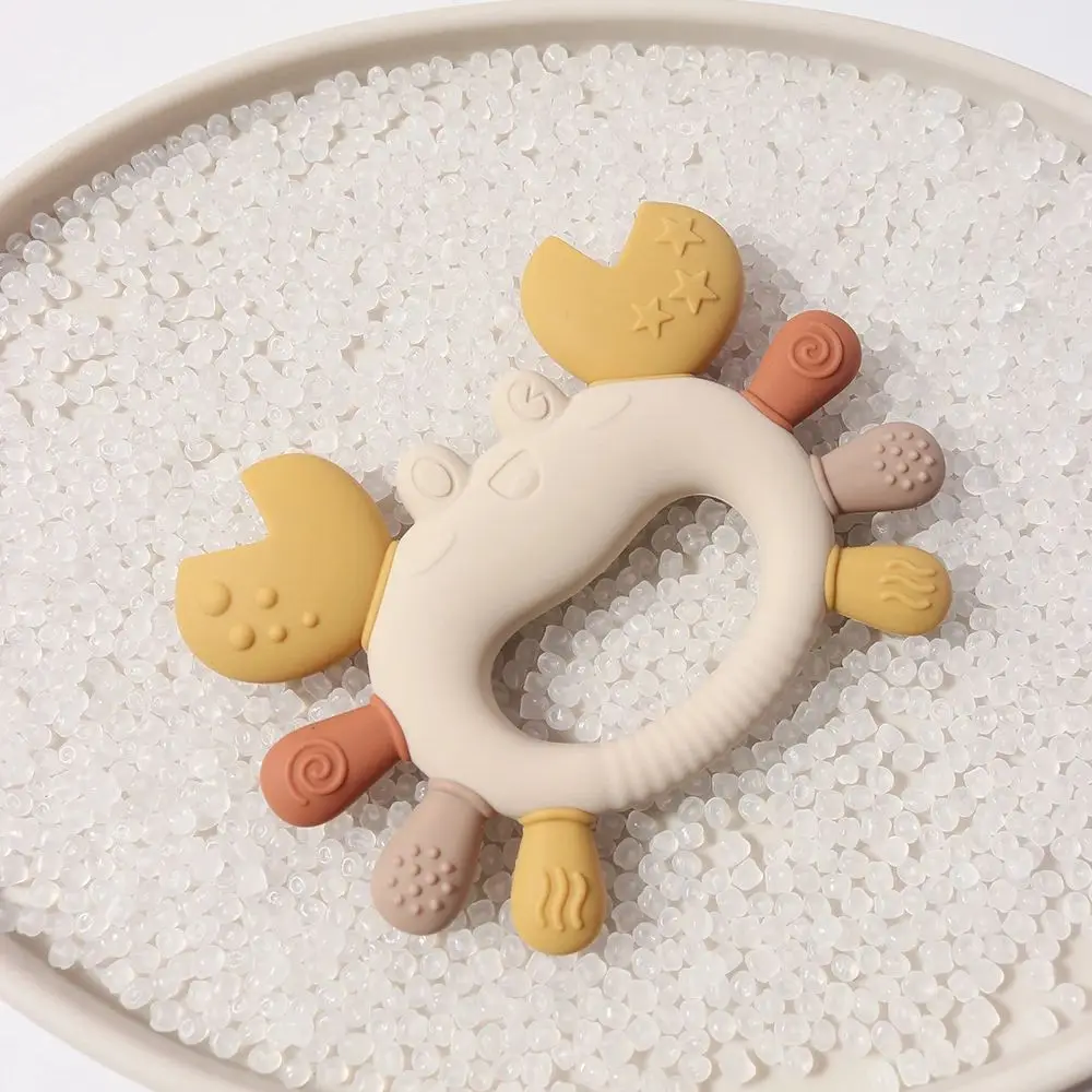 Krabbenförmiger Baby-Beißring aus lebensmittelechtem Silikon, BPA-frei, kühlbarer Säuglings-Beißring für pflegendes Zahnfleisch, 0–24 Monate