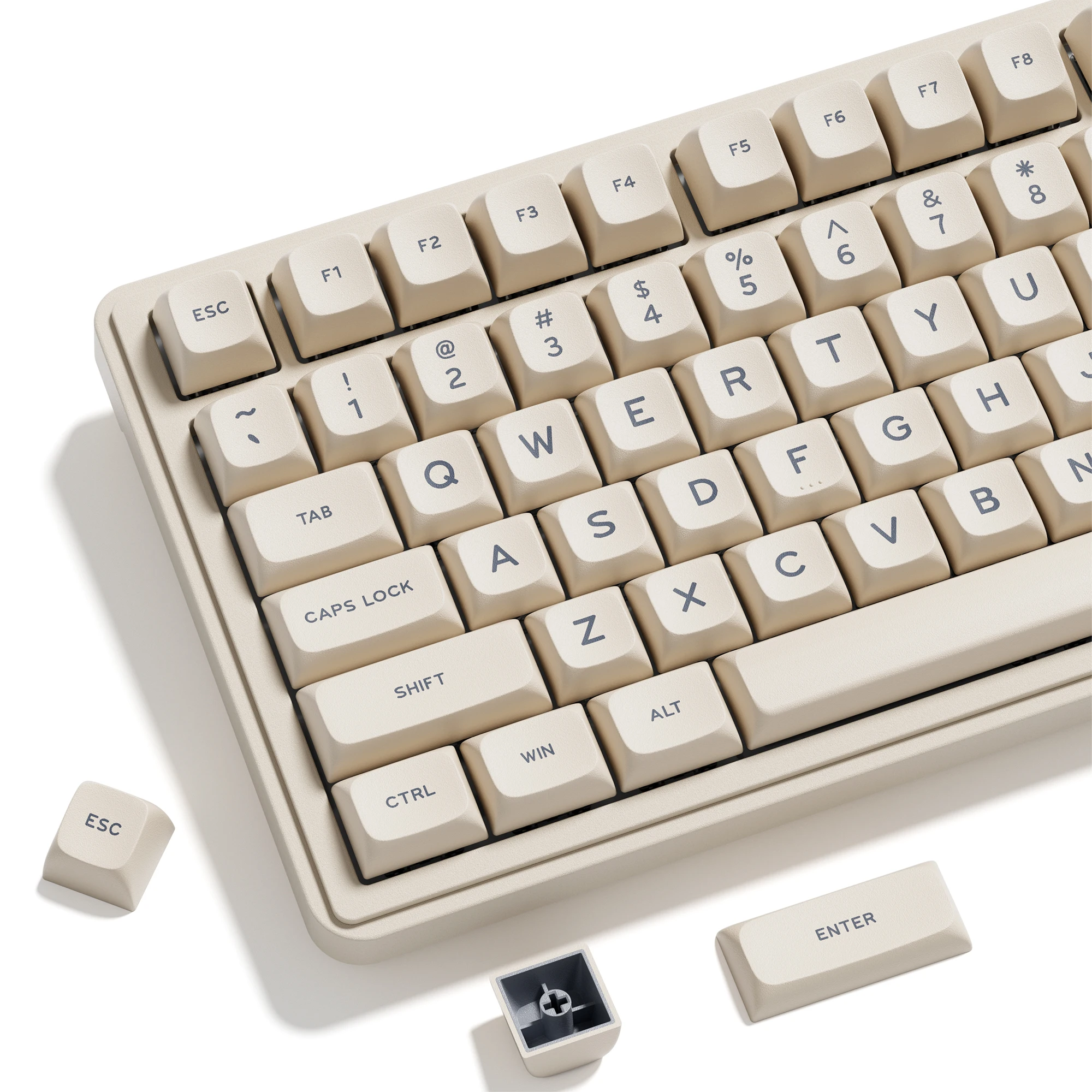XVX Milchweiße TOFU-Themen Double-Shot Tastenkappen MDA-Profil 132-Tasten PBT Tastenkappen-Set für Mechanische Tastaturen Image