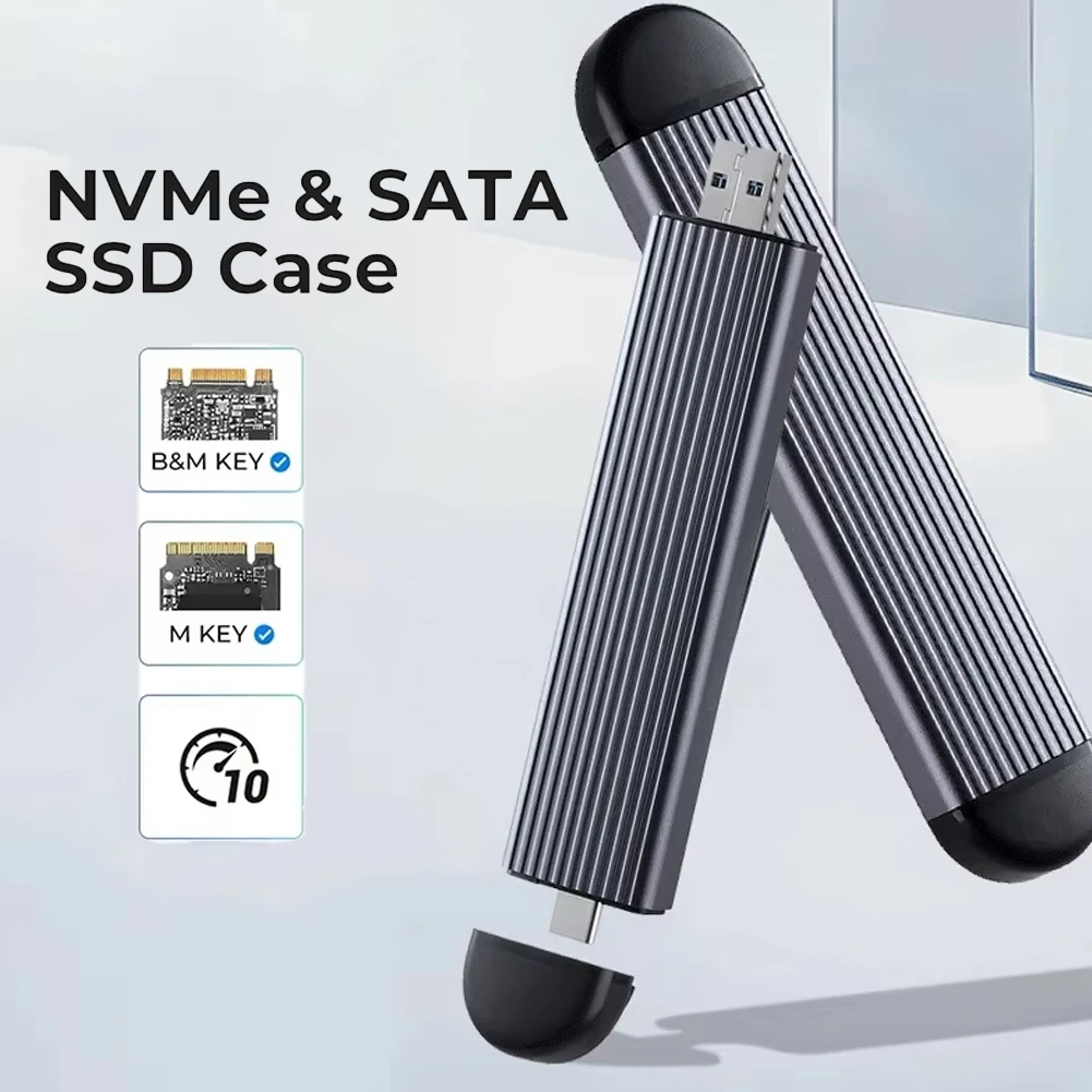 M. 2 Gehäuse Mobile Solid-State-Laufwerksboxen unterstützt NVMe SATA-Protokoll Typ-C USB3.2 Gen2 10 GB SSD-Gehäuse für Mac Windows OS Image