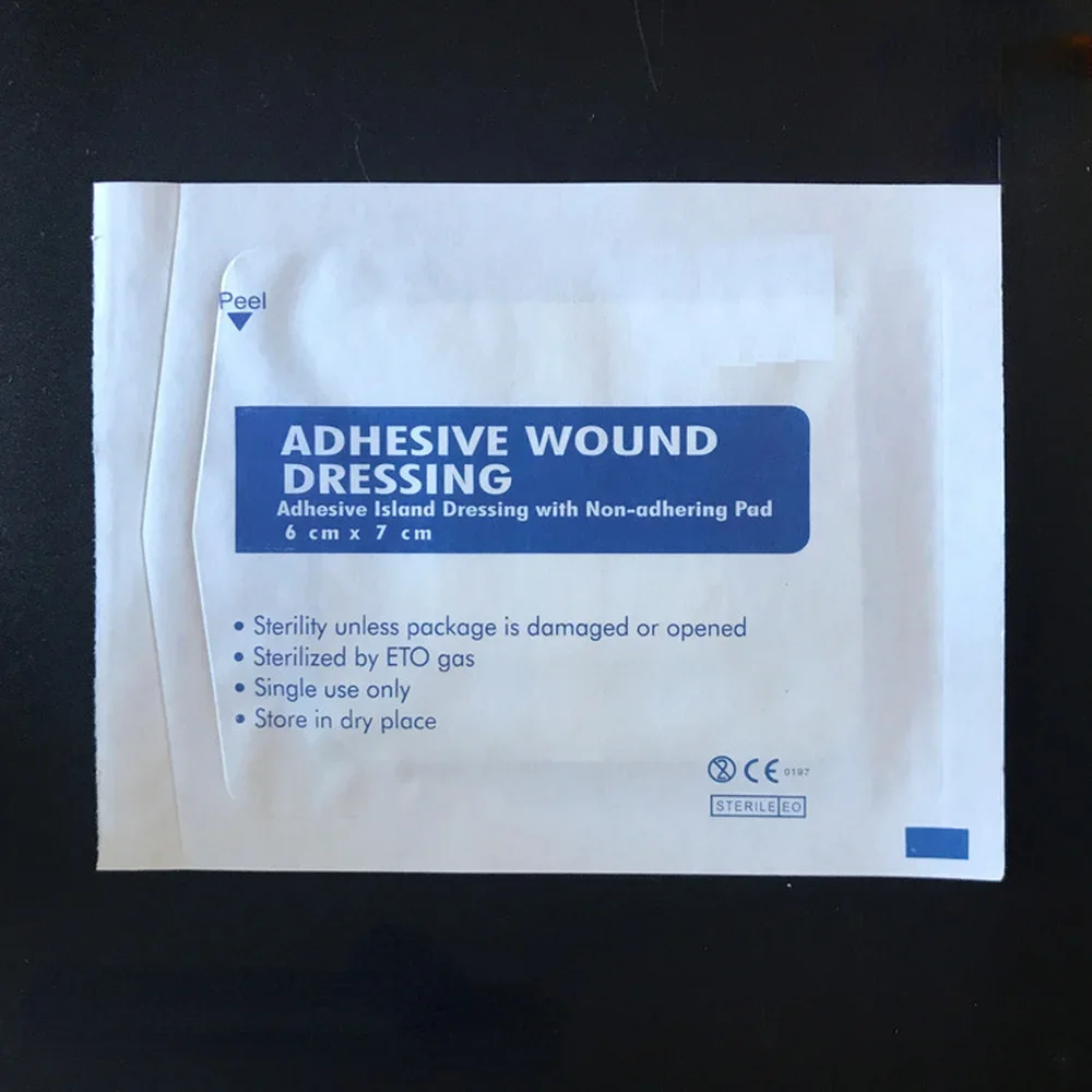 10 Stück 6x7cm medizinisches Heftpflaster atmungsaktives Wund hämostase Aufkleber Band Erste-Hilfe-Verband Notfall-Kit Image