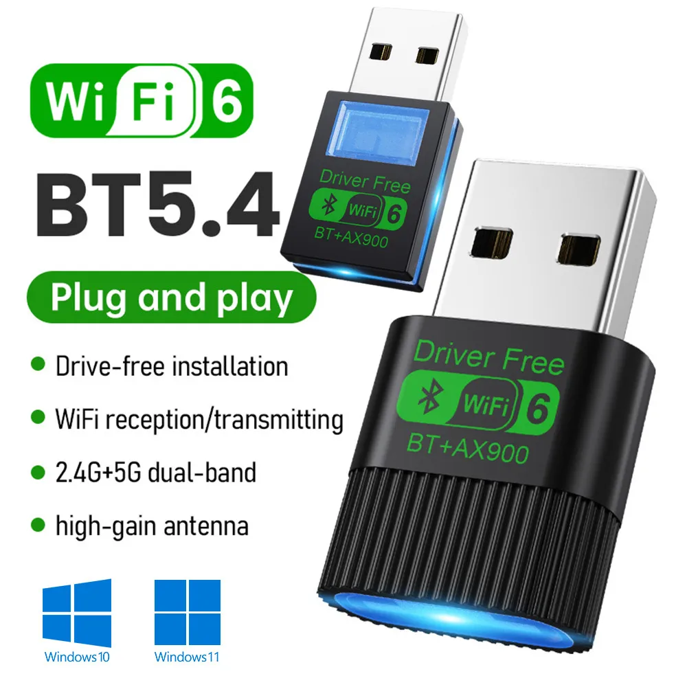 2 in 1 USB WiFi6 Bluetooth5.4 Adapter Dual Band 2,4G & 5GHz AX900 Drahtlose Netzwerk Wlan Empfänger treiber Kostenloser Dongle Für Win10/11 7 Image