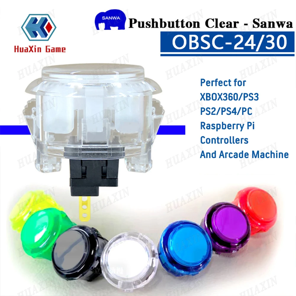Original Japan Sanwa OBSC-30 Druckknopf transparent klar für Arcade Jamma Mame Game Teil unterstützt PS4 Pandora PC Raspberry Pi Image