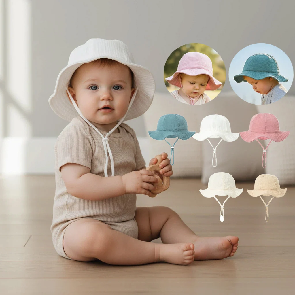 Neue einfarbige Fischerbeckenhüte im Prinzessinnen-Stil im Frühlings- und Sommerstil für Jungen und Mädchen Image