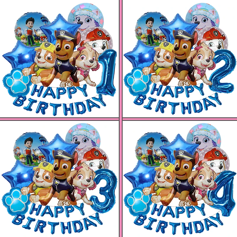 PAW Patrol Ballon Geburtstag Banner Dekoration Aluminiumfolie Digital Ballon Set Hund Chase Marshall Skye Kinder Party Supplies Spielzeug Image