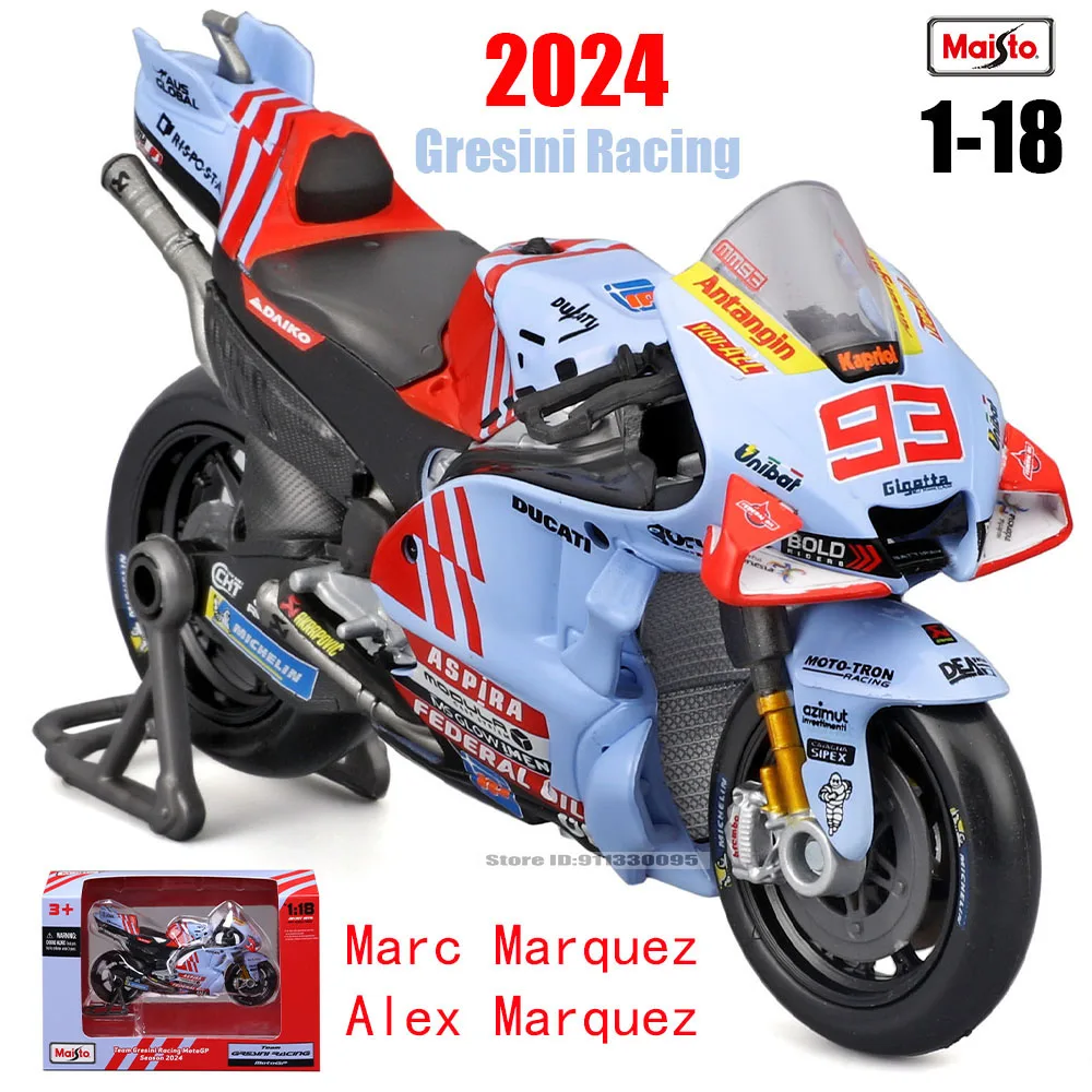 Lebensmittel 1:18 2024 Gresini Racing MotoGP # 93 Marc Marquez # 73 Alex Marquez Motorrad-Modellsammlung aus Gusslegierung, Geschenkspielzeug Image