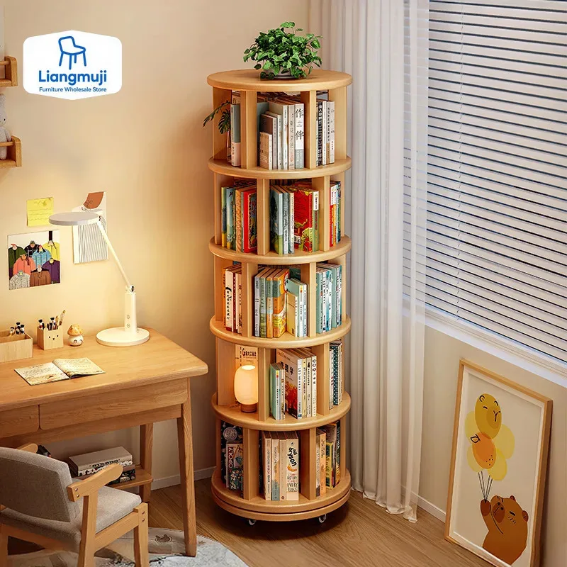 Vintage Drehbares Bücherregal: Kompaktes Holz-Miniaturhaus-Display