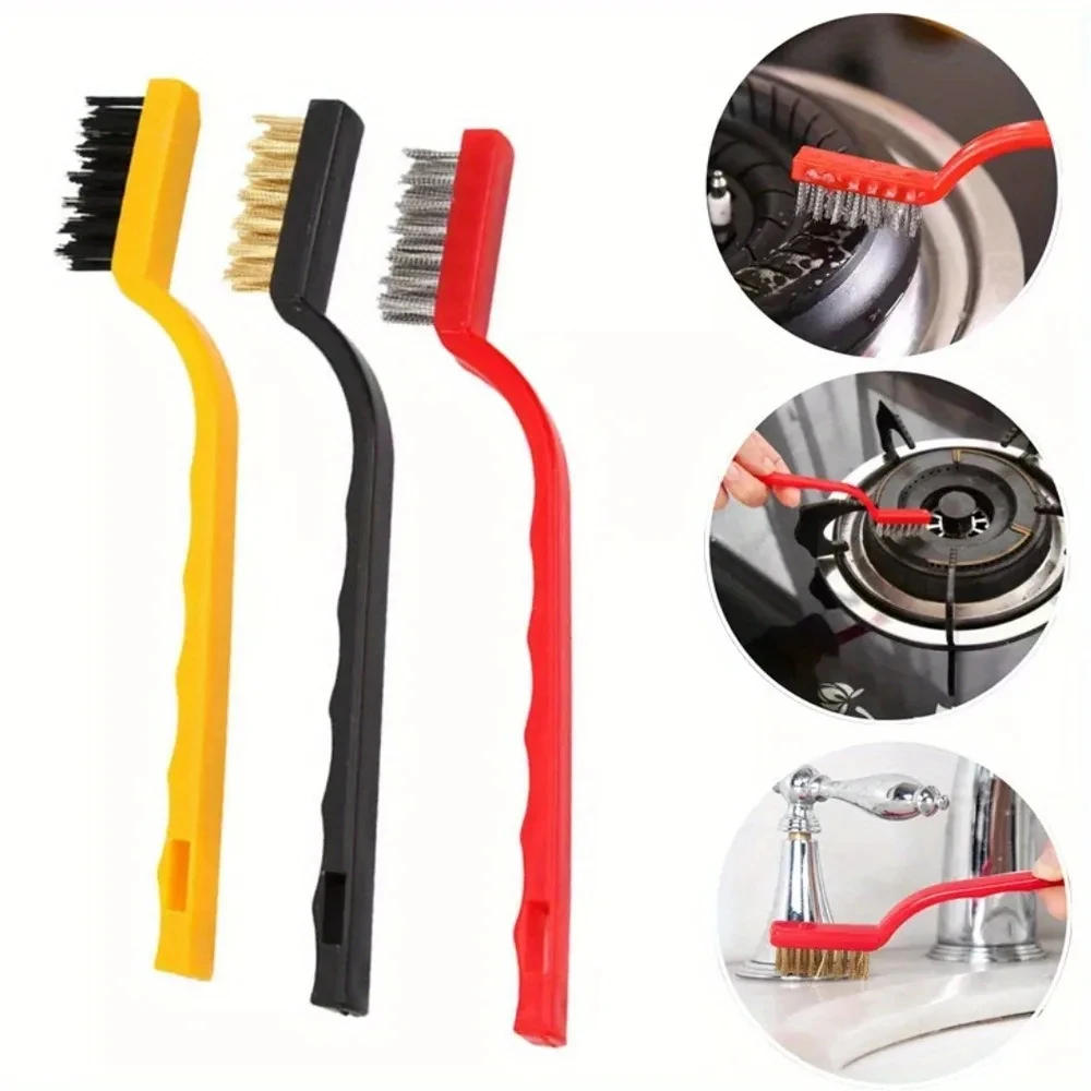 7 Zoll Edelstahl bürste Messing Reinigungs bürste Polieren Rostent ferner Metalldraht Graten Reinigungs werkzeug Familie 3-teiliges Set Image