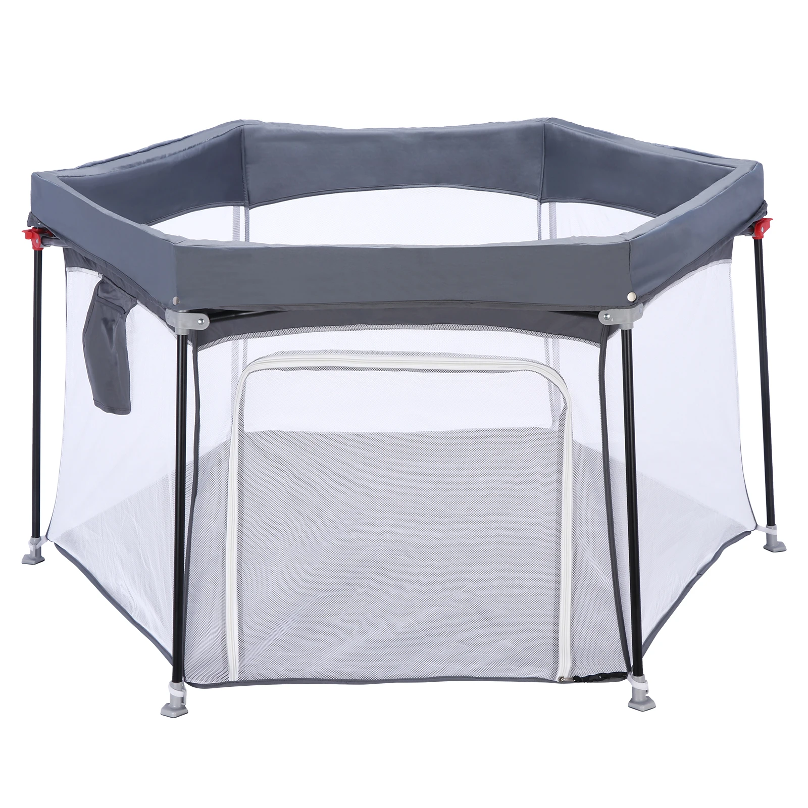Baby-Laufstall, faltbar, sechseckig, robust, Sicherheits-Spielplatz für Kleinkinder, weiches, atmungsaktives Mesh, für draußen und drinnen, HEXA606, ohne Ozeanball Image