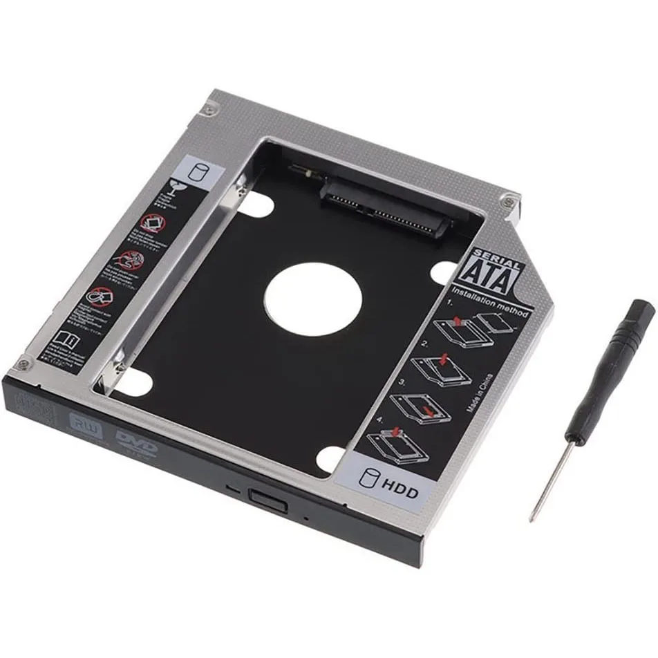 Universal 12,5 mm 9,5 mm SATA zu SATA 2. SSD HDD Festplatte Caddy Fall Adapter Fach Gehäuse für DELL HP Lenovo ThinkPad Laptop Image