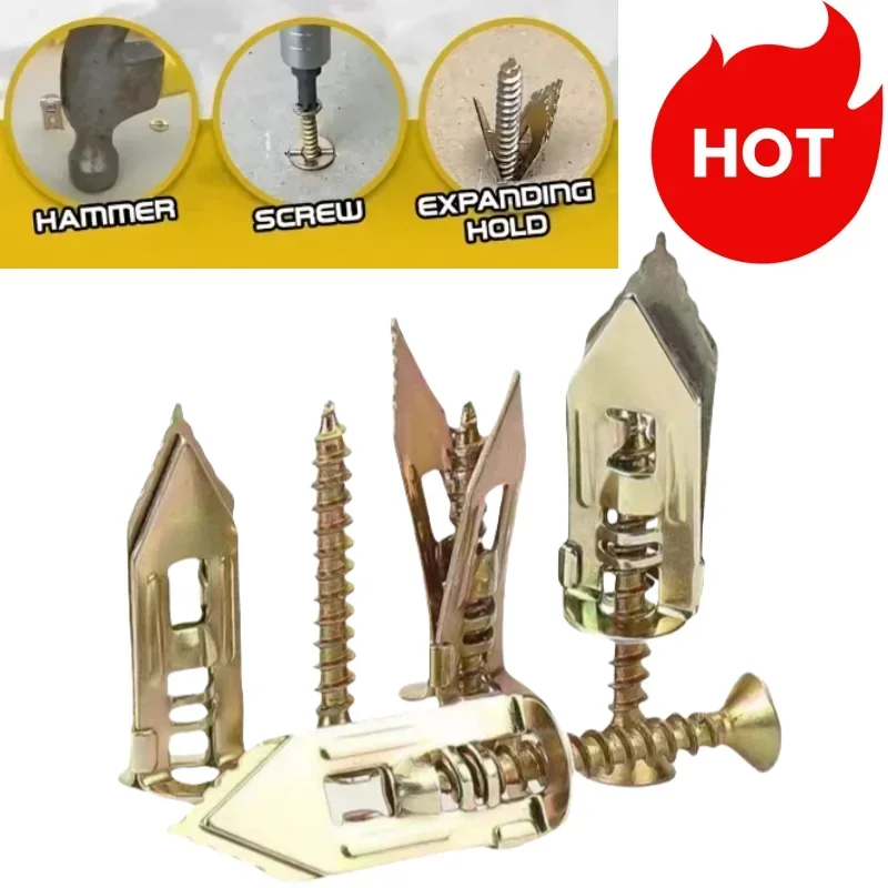 Selbstbohrende Trockenbauanker mit Schrauben, Erweiterungsnägel, selbstschneidendes Schraubenset, robuste Metall-Wandanker, DIY-Befestigungswerkzeuge Image