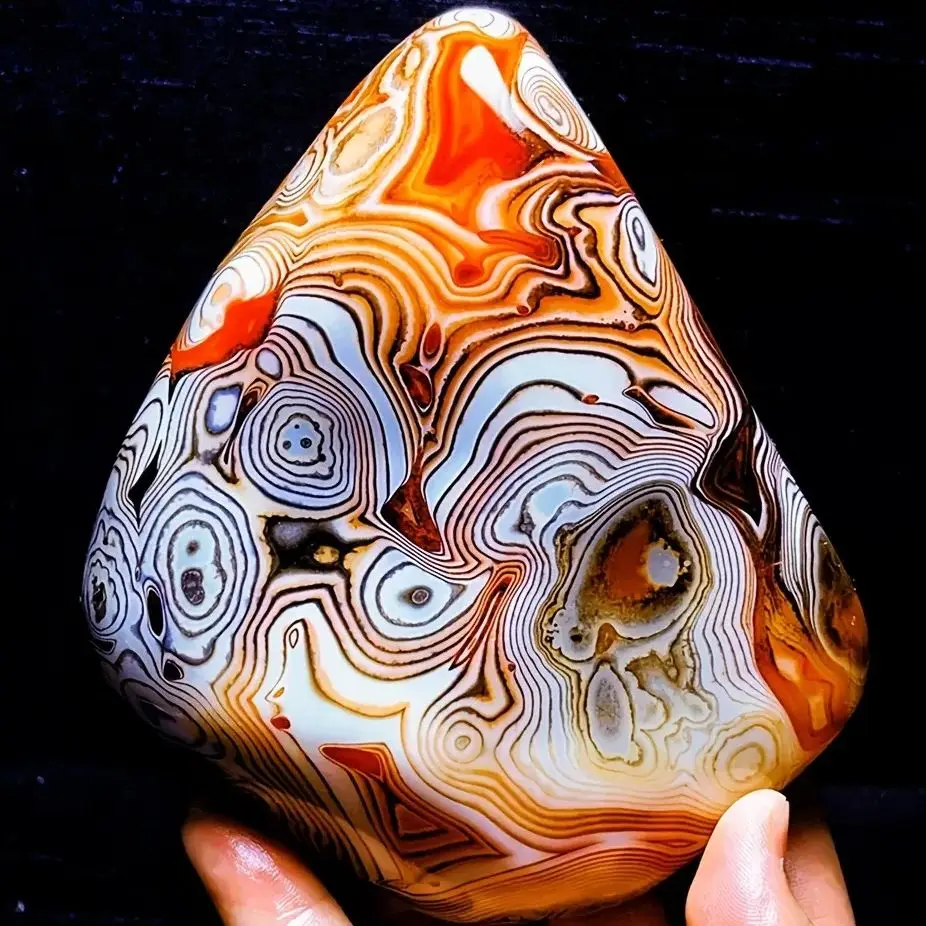 Natürlicher Sardonyx-Achat Palmstein Energiekristall Seidenachat Mineralprobe Poliertes Reiki-Heilungsdekor Image