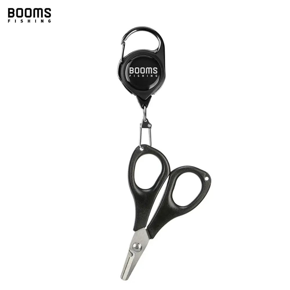 Booms Fishing S01 Braid Line Scissor Angelschnurschere mit einziehbarem Ausweishalter Karabiner Tackle Boxes Zubehör Image