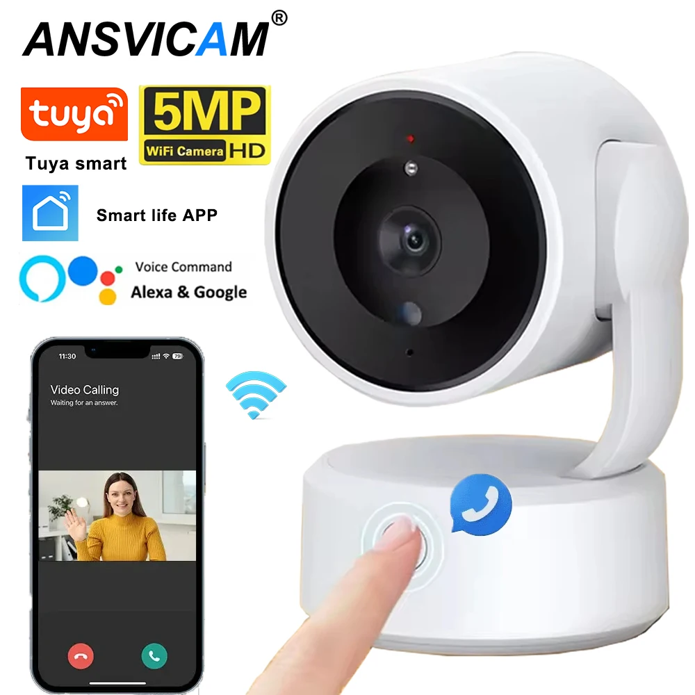 5 MP WIFI Tuya Kamera Two Way Talk Indoor Babyphone 4X Zoom PTZ 360 ° Überwachungskameras unterstützen Alexa Google Smart Life Image