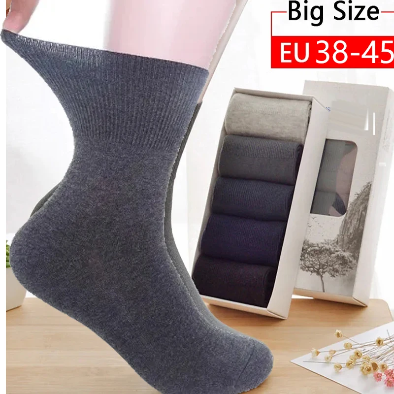 2/5/10 Paar dicke Socken, Seniorensocken, breite, gerippte Socken, Venensocken für Diabetes- und Bluthochdruckpatienten, weiches Baumwollmaterial, Größe 39–45